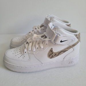 NEW Nike Womens Air Force 1 07 Mid Shoes DD9625-101 Size 7 White Snake